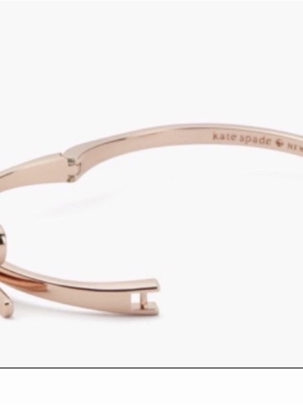 KATE SPADE New York Bow Hinged Bangle Bracelet Rose Gold Tone 2.25” - Picture 2 of 3